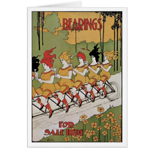 Vintage Art Nouveau, Bearings Tandem Bicycle Cards