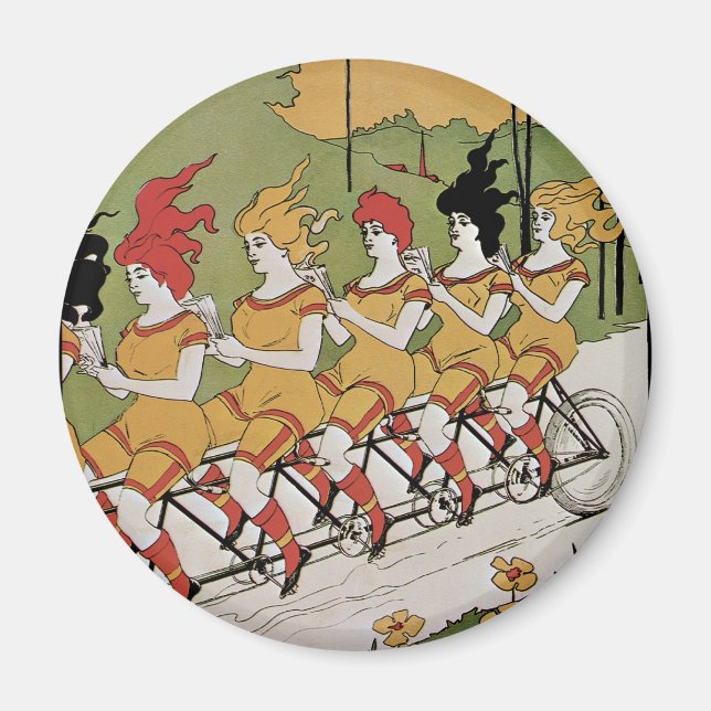 Vintage Art Nouveau, Bearings Tandem Bicycle Magnet (Front)