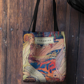Vintage Art Nouveau Beautiful Mermaid Personalized Tote Bag