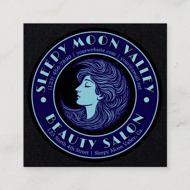 Vintage Art Nouveau Beauty Salon Square Business Card (Front)