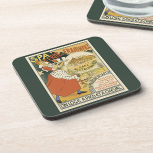 Vintage Art Nouveau, Beer Bar Restaurant and Cafe Beverage Coaster