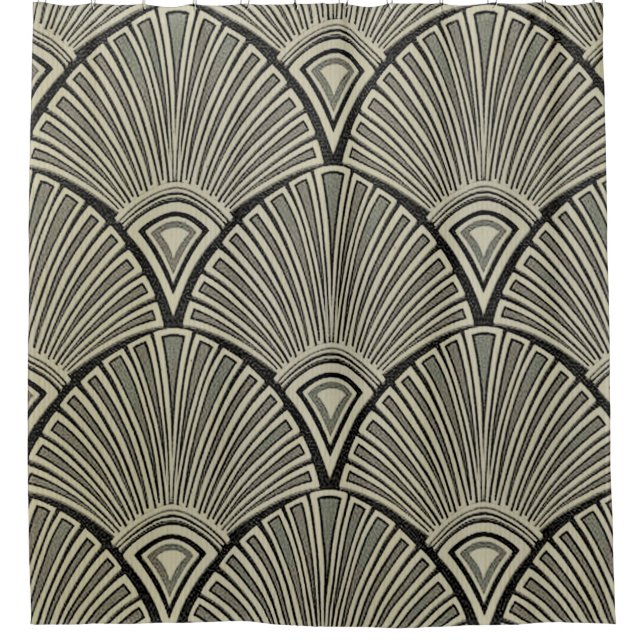 vintage,art nouveau,beige,grey,art deco, french,ru shower curtain (Front)