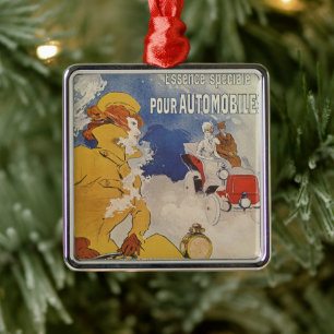 Vintage Art Nouveau, Benzo Moteur by Jules Cheret Metal Ornament