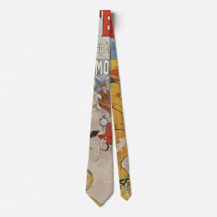 Vintage Art Nouveau, Benzo Moteur by Jules Cheret Neck Tie