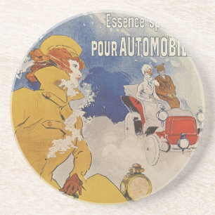 Vintage Art Nouveau, Benzo Moteur by Jules Cheret Sandstone Coaster