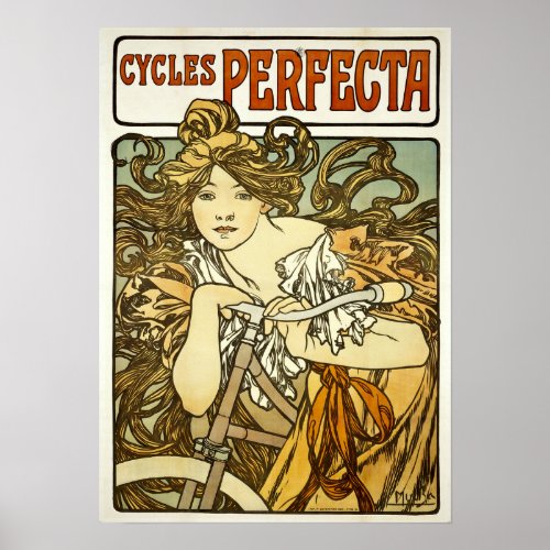 Vintage Art Nouveau Bicycle Ad by Alphonse Mucha Poster