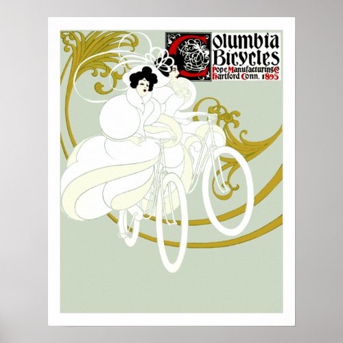 Vintage Art Nouveau Bicycle Ad by Will Bradley Poster