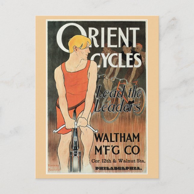 Vintage art nouveau bicycle ad postcard (Front)