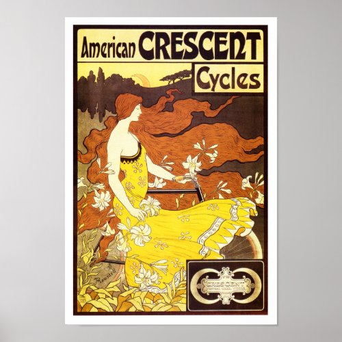 Vintage Art Nouveau Bicycle Ad Poster