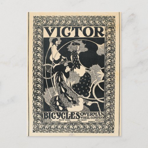 Vintage Art Nouveau Bicycle Advertisement Art Postcard
