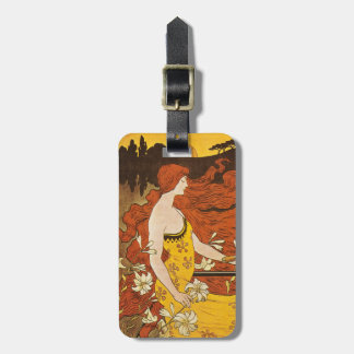 Vintage Art Nouveau Bicycle Woman Luggage Tag