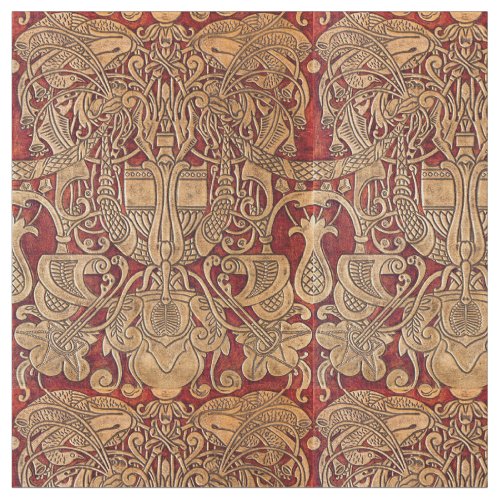 Vintage Art Nouveau Bird And Foliage Pattern Fabric