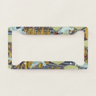 Vintage Art Nouveau Bird & Marsh Nature Pattern License Plate Frame