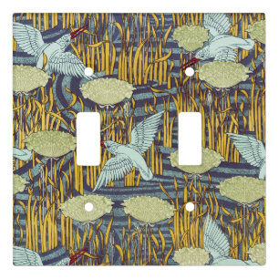Vintage Art Nouveau Bird & Marsh Nature Pattern Light Switch Cover