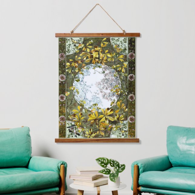 Vintage Art Nouveau Birds and Flowers Hanging Tapestry (Living Room)