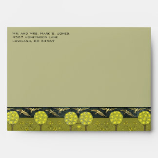 Vintage Art Nouveau Birds & Trees Wedding Envelope