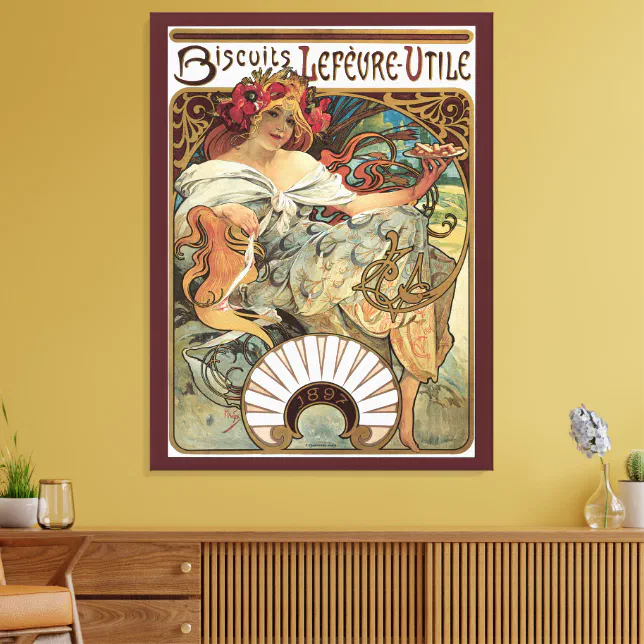 Tableau Encadré Mucha Art Nouveau - Reproduction Vintage Prête à Accrocher, Décor Mural