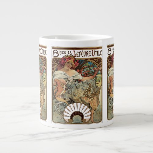 Vintage Art Nouveau, Biscuits by Alphonse Mucha Giant Coffee Mug