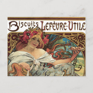 Vintage Art Nouveau, Biscuits by Alphonse Mucha Postcard