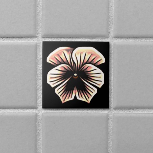 Vintage Art Nouveau Black Pansy Flower Decorative  Ceramic Tile