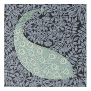 Vintage Art Nouveau Blue Peacock Print Verneuil