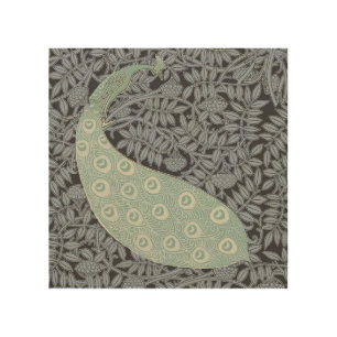 Vintage Art Nouveau Blue Peacock Print Verneuil