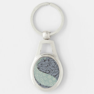 Vintage Art Nouveau Blue Peacock Print Verneuil Keychain
