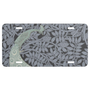 Vintage Art Nouveau Blue Peacock Print Verneuil License Plate