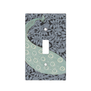 Vintage Art Nouveau Blue Peacock Print Verneuil Light Switch Cover