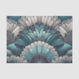 Vintage Art Nouveau Blue Silver Fans Tissue Paper