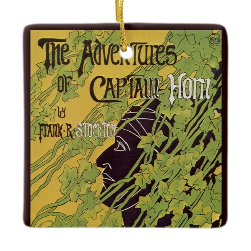 Vintage Art Nouveau Book, Captain Horn Adventures Ceramic Ornament