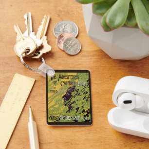 Vintage Art Nouveau Book, Captain Horn Adventures Keychain