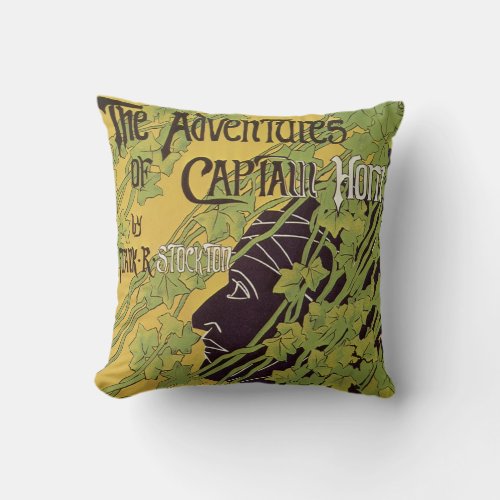 Vintage Art Nouveau Book Captain Horn Adventures Throw Pillow