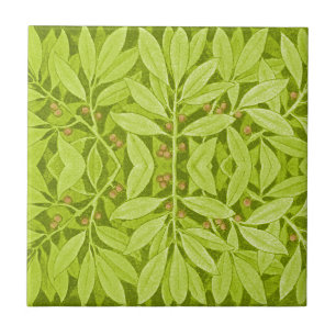 Vintage Art Nouveau Botanical Leaves and Berries Ceramic Tile