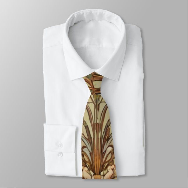 Vintage art nouveau botanical neck tie (Tied)