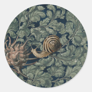 Vintage Art Nouveau Botanical Snail Antique Classic Round Sticker