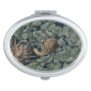 Vintage Art Nouveau Botanical Snail Antique Compact Mirror