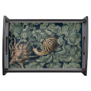 Vintage Art Nouveau Botanical Snail Antique Serving Tray