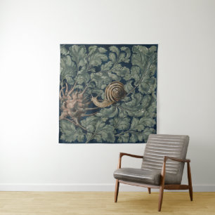 Vintage Art Nouveau Botanical Snail Antique Tapestry