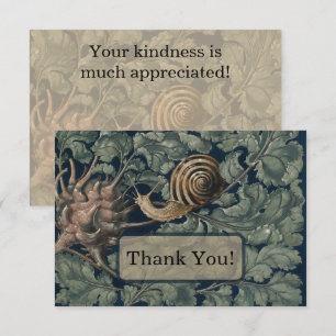 Vintage Art Nouveau Botanical Snail Antique Thank You Card