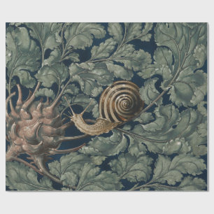 Vintage Art Nouveau Botanical Snail Antique Wrapping Paper
