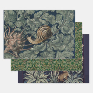 Vintage Art Nouveau Botanical Snail Antique Wrapping Paper Sheets