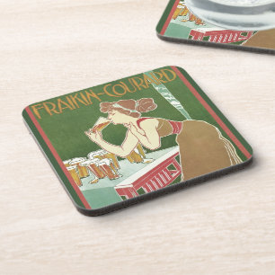 Vintage Art Nouveau Brasserie Fraikin-Courard Beer Beverage Coaster
