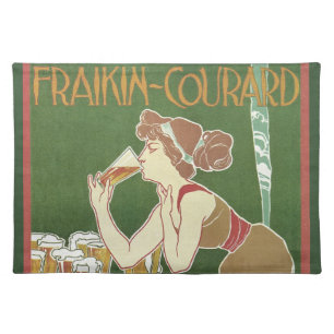 Vintage Art Nouveau Brasserie Fraikin-Courard Beer Cloth Placemat