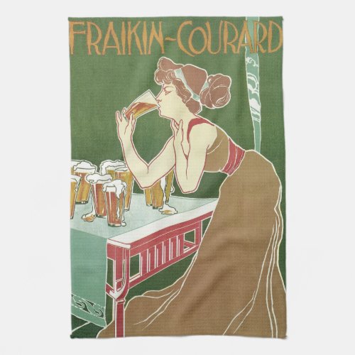 Vintage Art Nouveau Brasserie Fraikin_Courard Beer Kitchen Towel