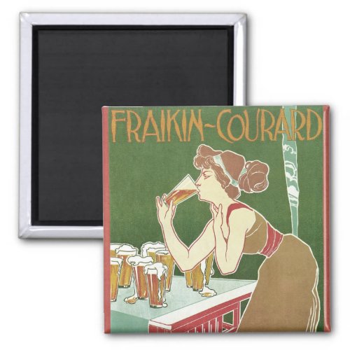 Vintage Art Nouveau Brasserie Fraikin_Courard Beer Magnet