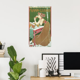 Vintage Art Nouveau Brasserie Fraikin-Courard Beer Poster