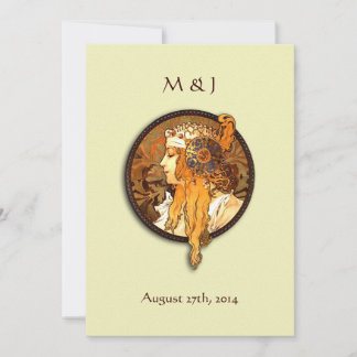Vintage Art Nouveau Bride Wedding Invitation