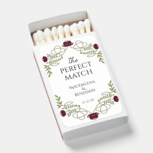 Vintage Art Nouveau Burgundy Pink Floral Wedding Matchboxes