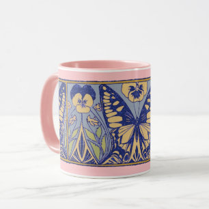 Vintage Art Nouveau Butterflies and Pansies Mug